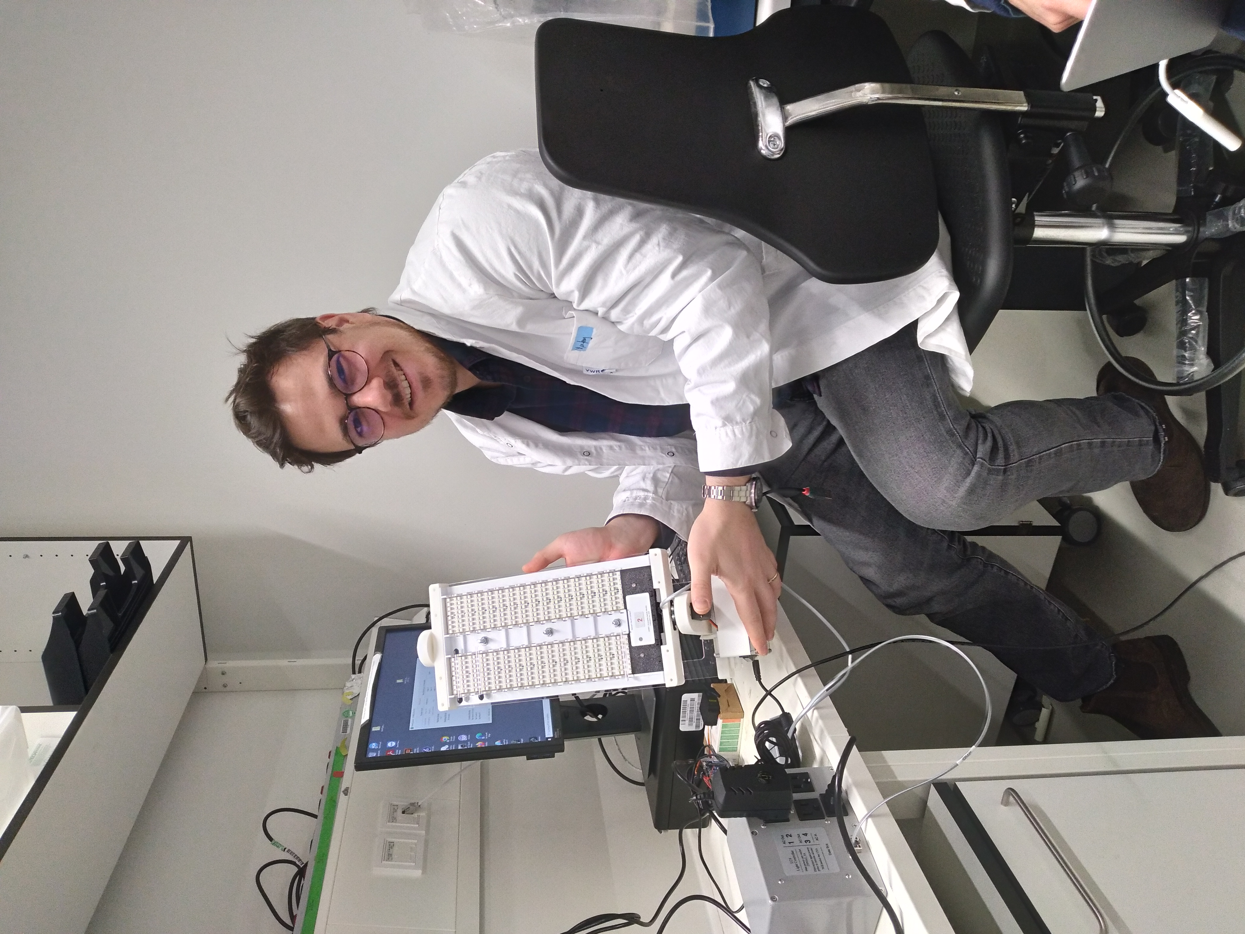 Engineer showcasing his work